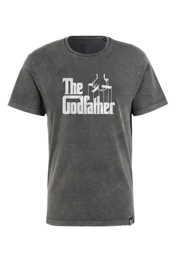 Recovered Clothing Unisex The Godfather Strings Logo Washed Black Relaxed T-shirt