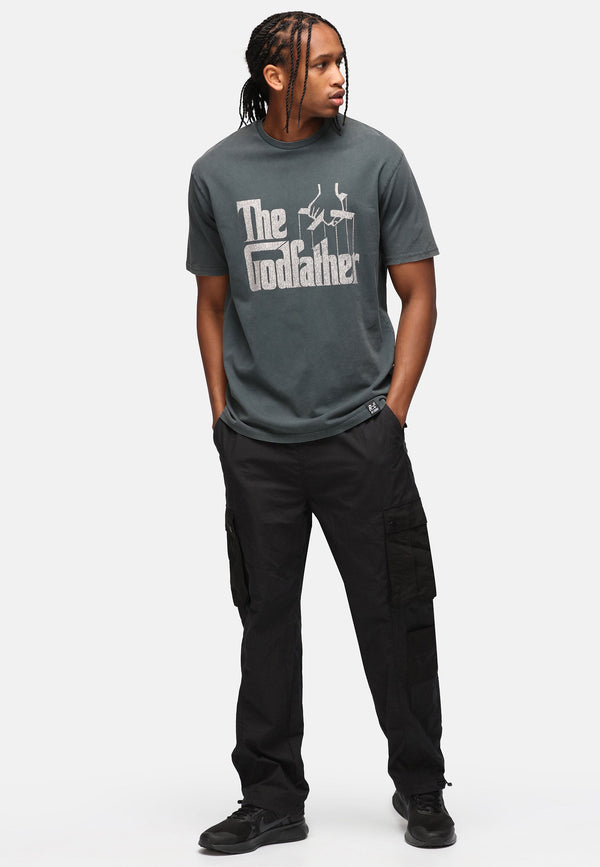 Recovered Clothing Unisex The Godfather Strings Logo Washed Black Relaxed T-shirt
