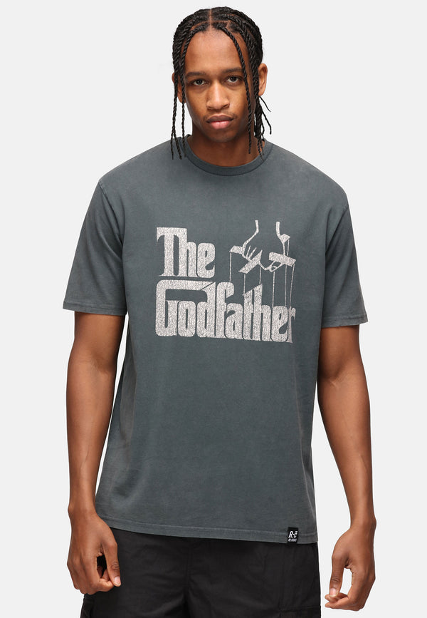 recovered clothing Unisex The Godfather Strings Logo Washed Black Relaxed T-shirt