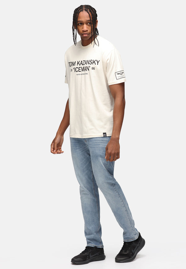 Recovered Clothing Unisex TOPGUN Tom Nazansky Iceman Ecru Relaxed T-shirt