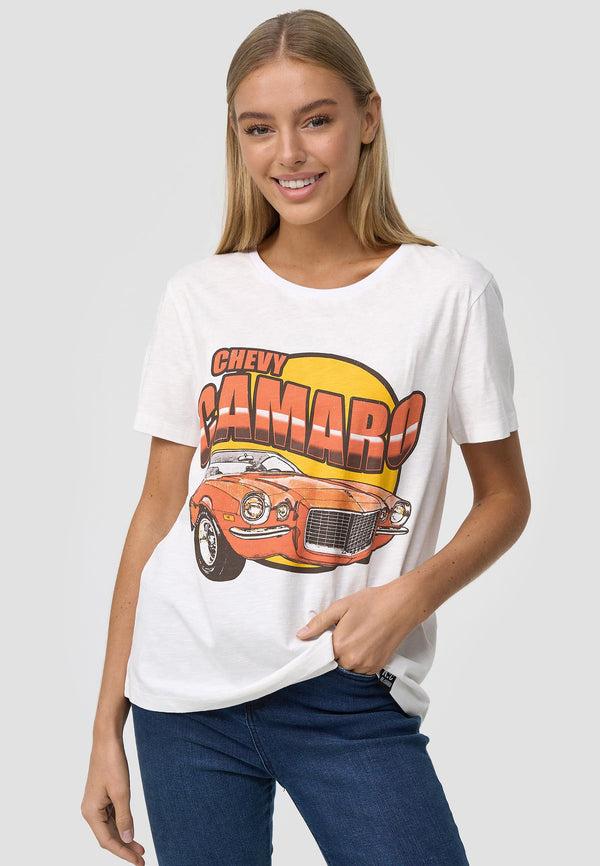 recovered clothing Vintage Chevy Camaro Ecru Womens Fitted T-Shirt recovered clothing Vintage Chevy Camaro Ecru Womens Fitted T-Shirt