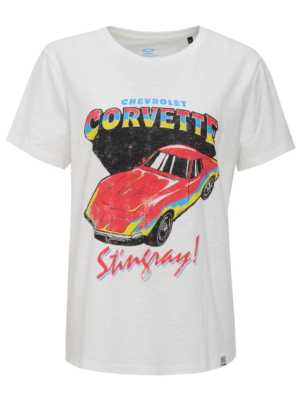 Recovered Clothing Vintage Corvette Stingray Ecru Womens Fitted T-Shirt