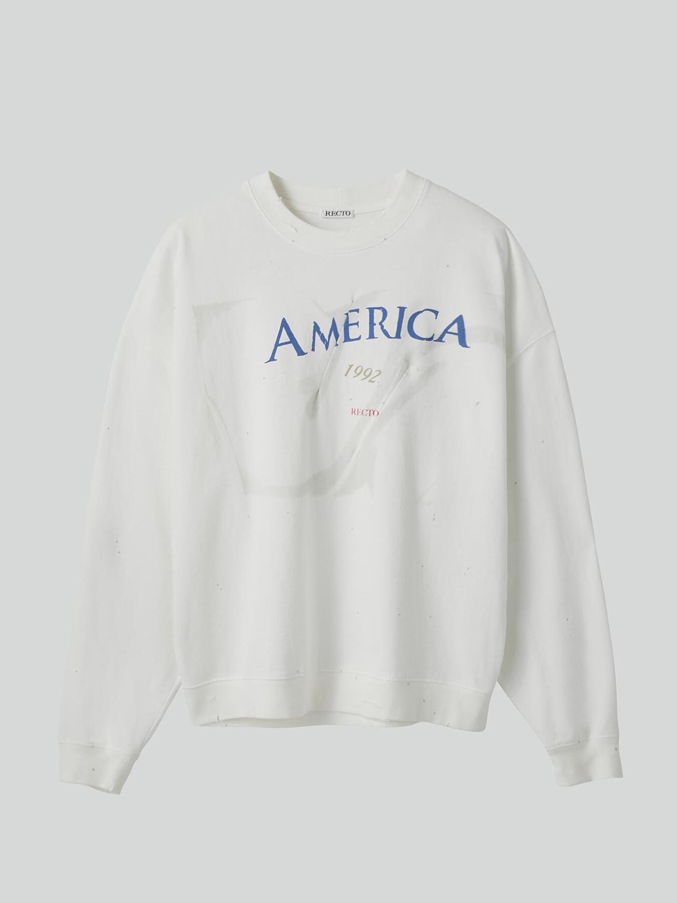 recto AMERICA 1992 DIRTY VINTAGE DYEING LONG SLEEVES (WHITE GREY)