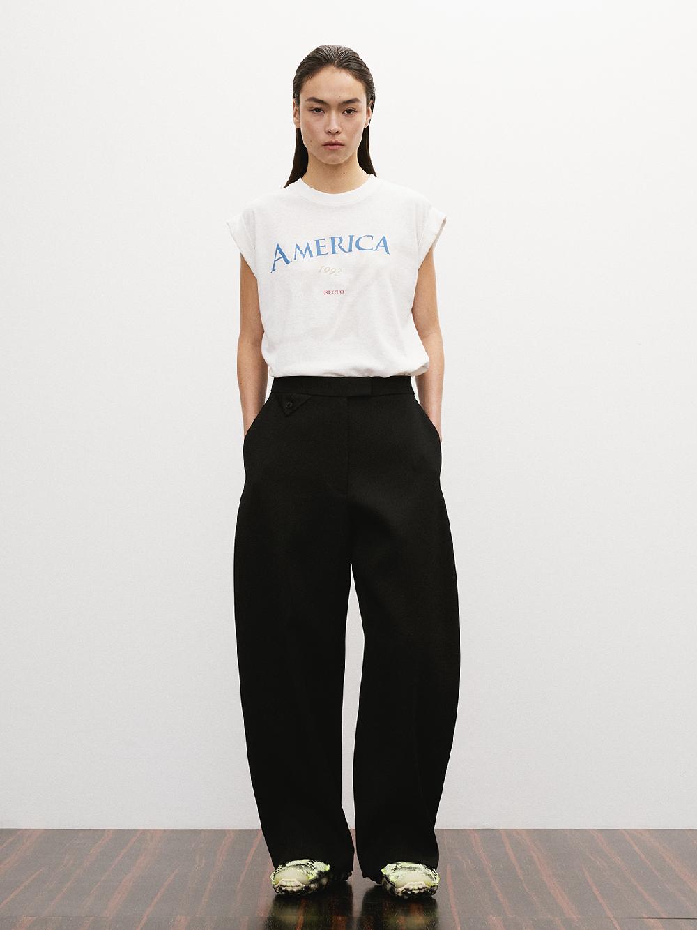 Recto AMERICA 1992 SLEEVELESS TURN UP T-SHIRT (OFF WHITE)