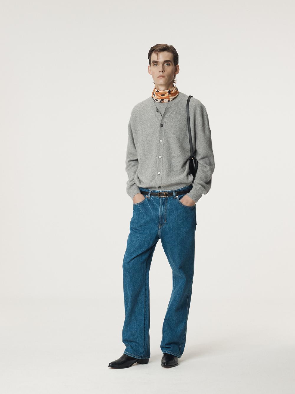 Recto CREW NECK LAYERED CARDIGAN KNIT TOP (MELANGE GREY)