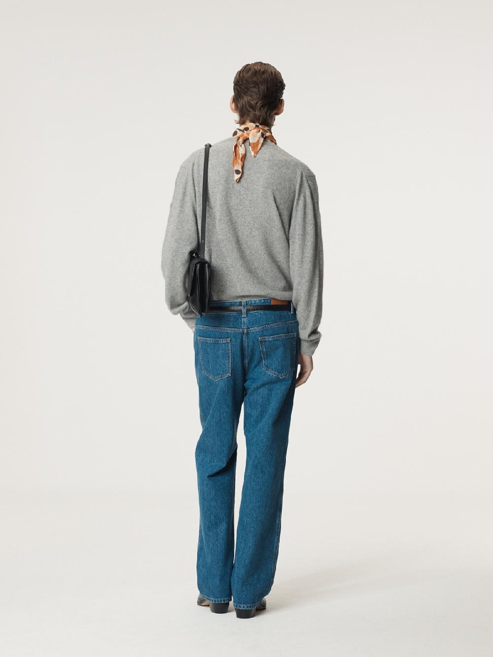 Recto CREW NECK LAYERED CARDIGAN KNIT TOP (MELANGE GREY)