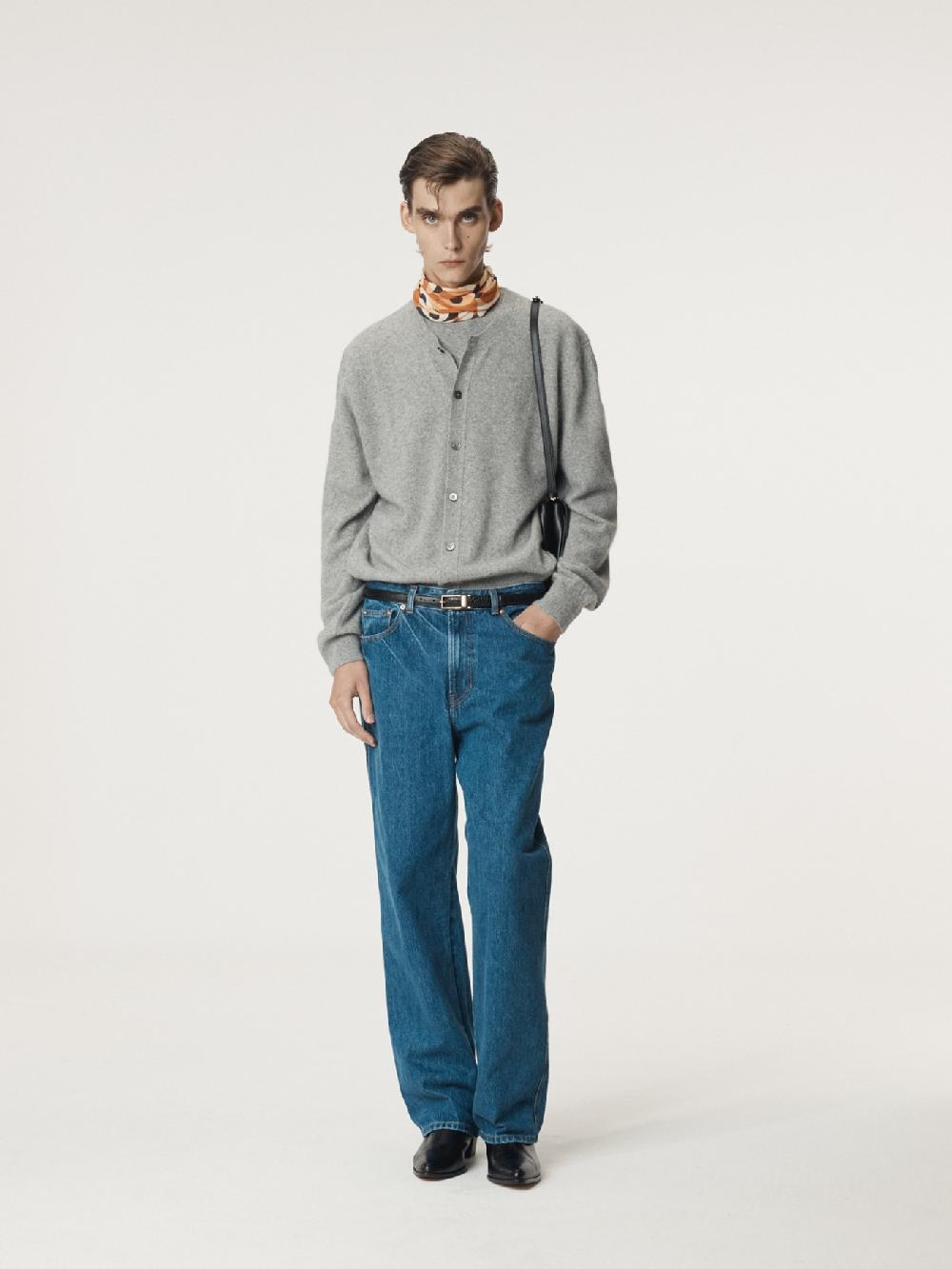 recto CREW NECK LAYERED CARDIGAN KNIT TOP (MELANGE GREY)