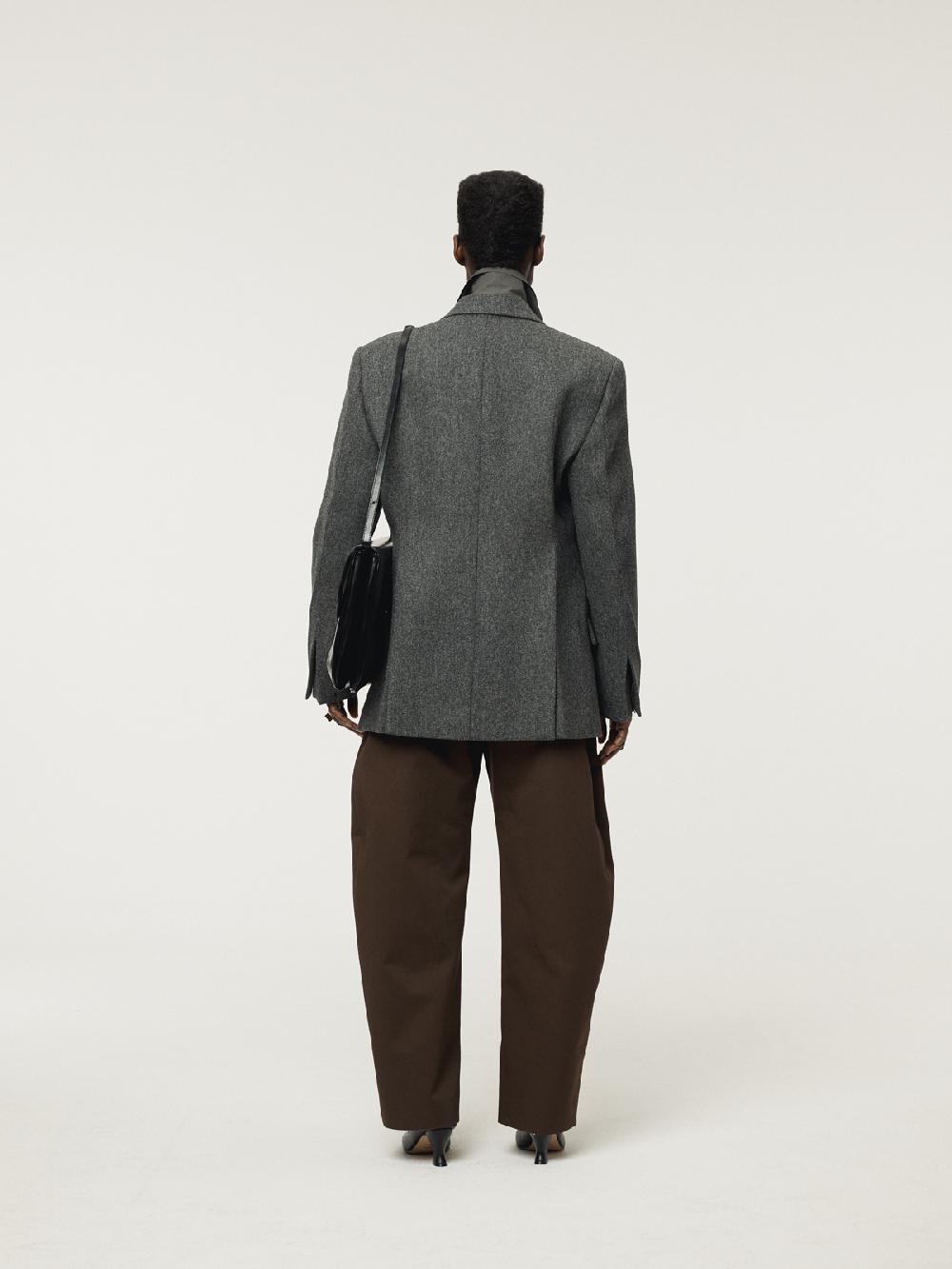 Recto DOUBLE BREASTED TAILORED WOOL JACKET (CHARCOAL GREY)