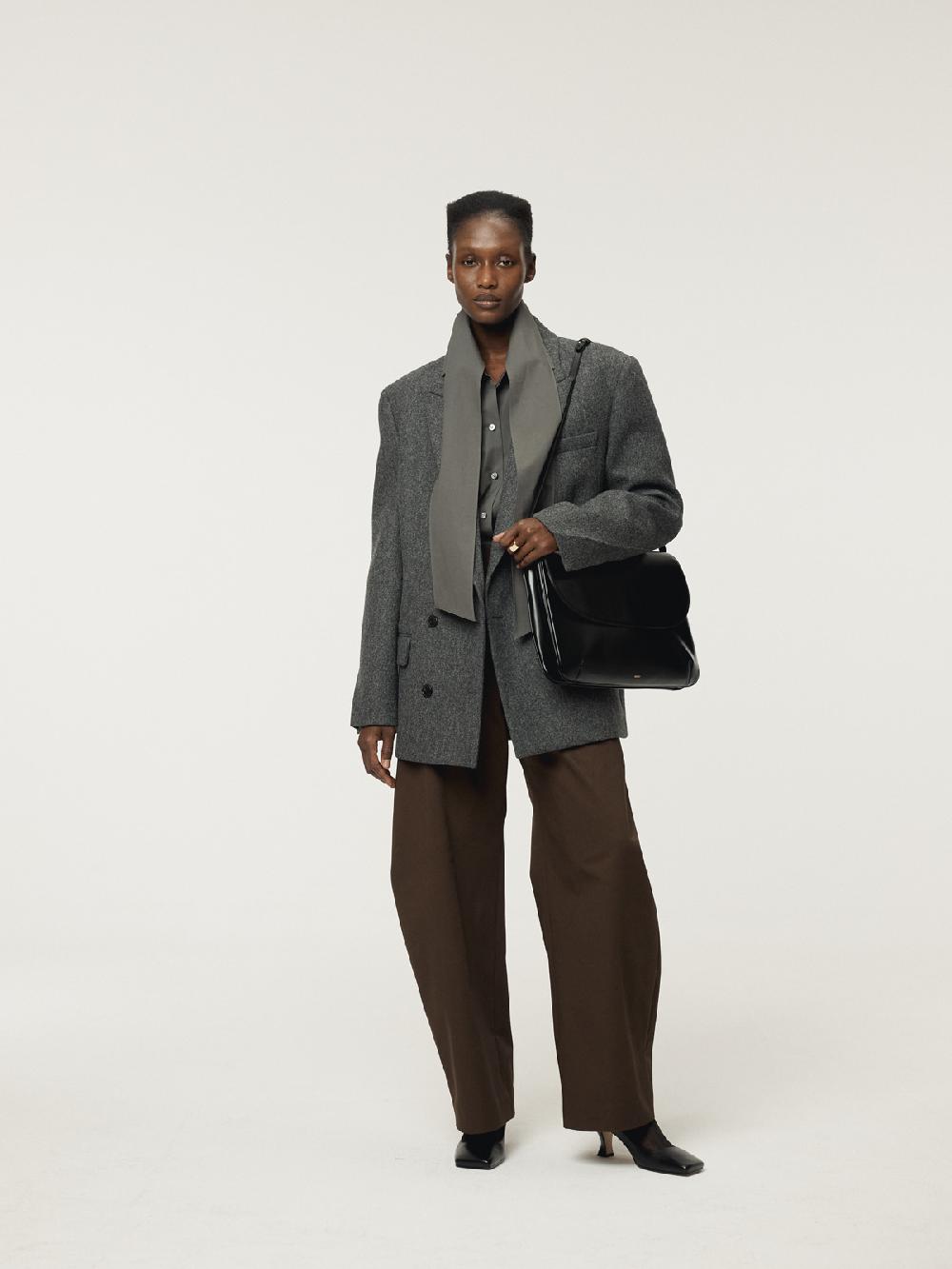 Recto DOUBLE BREASTED TAILORED WOOL JACKET (CHARCOAL GREY)