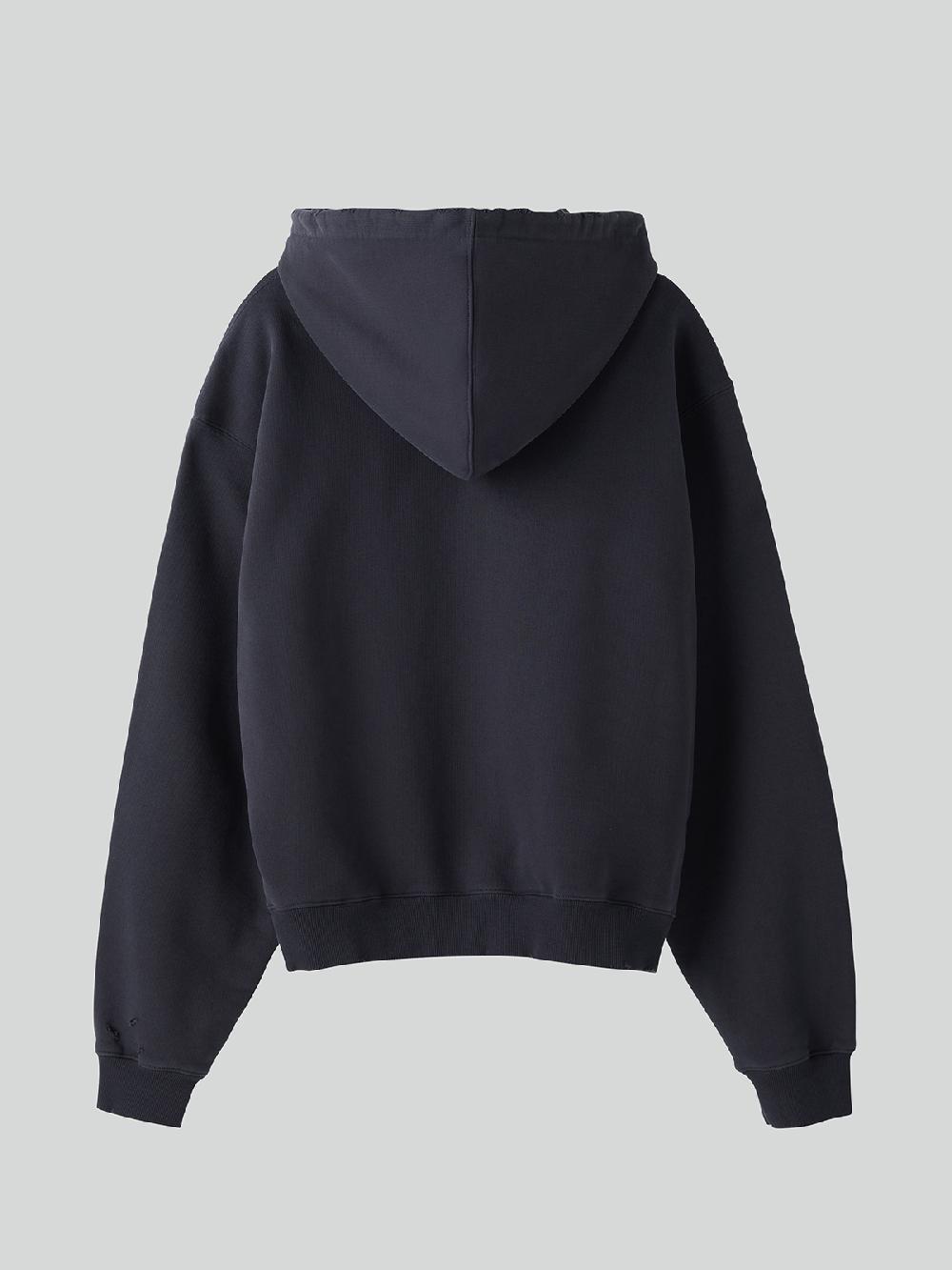 Recto LLEGE LOGO DESTROYED HOODIE SWEATSHIRT (BLUISH CHARCOAL)