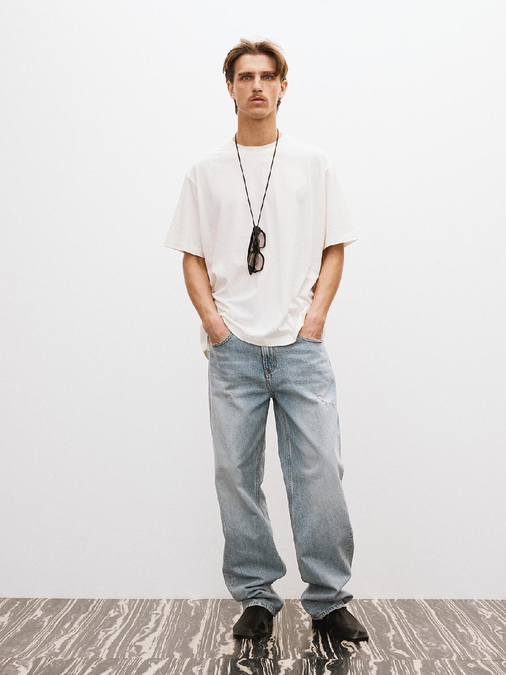 Recto MENS CASHMERE BLEND LOOSE FIT T-SHIRT (BEAN IVORY)