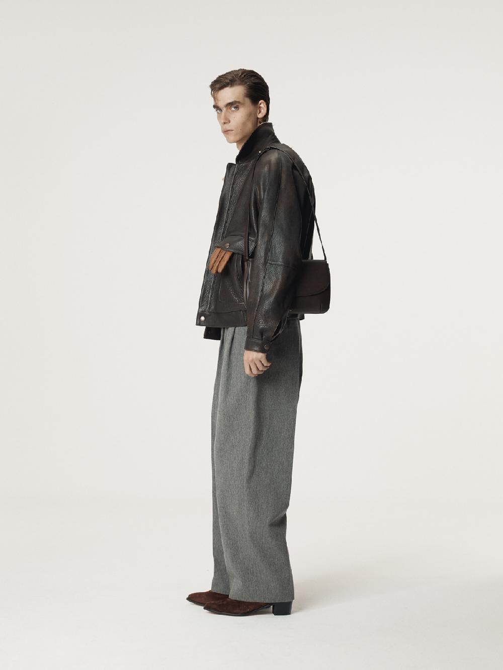 Recto MENS OVERSIZED SHEARING LEATHER JUMPER (VINTAGE BROWN)