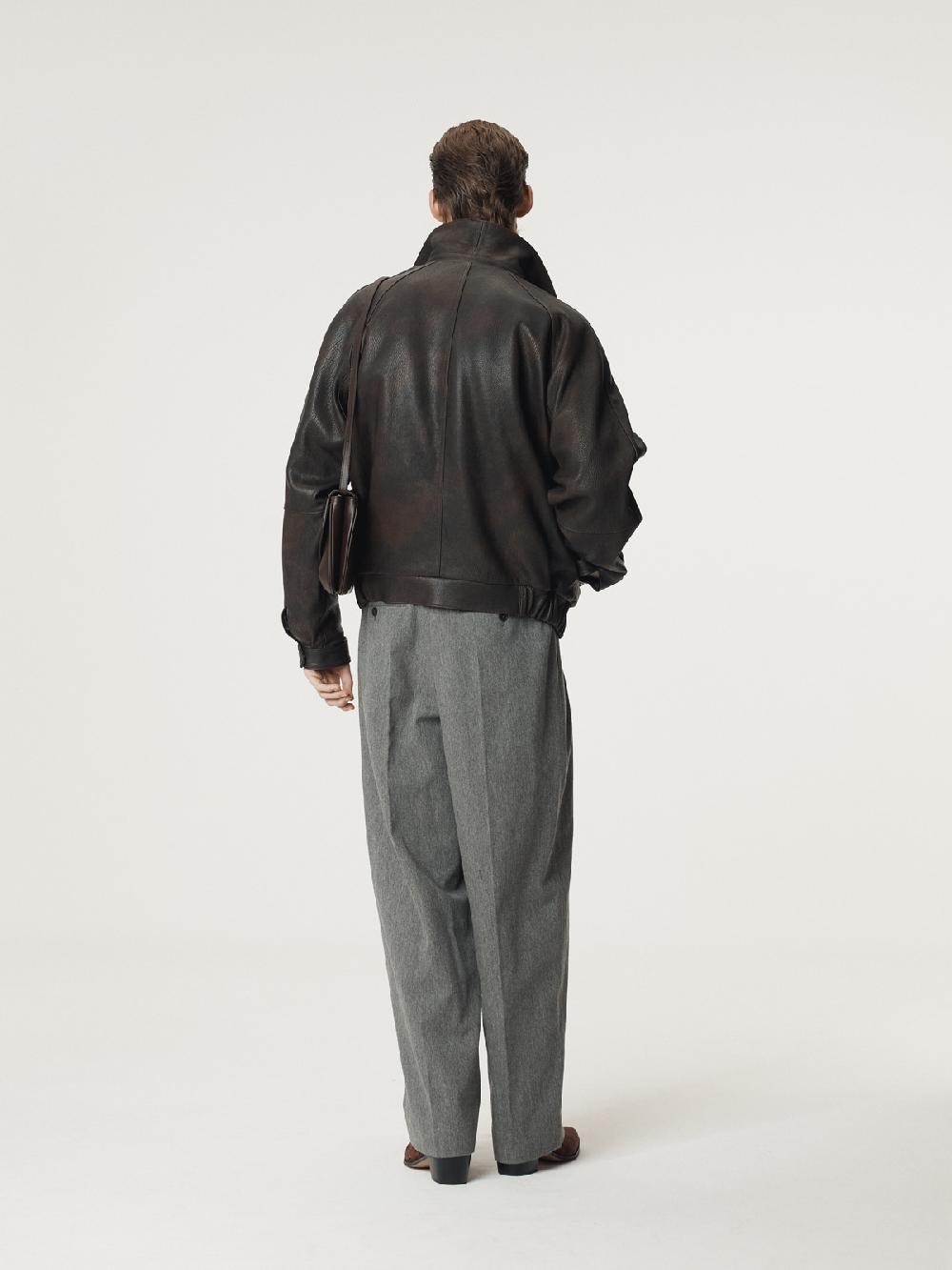 Recto MENS OVERSIZED SHEARING LEATHER JUMPER (VINTAGE BROWN)