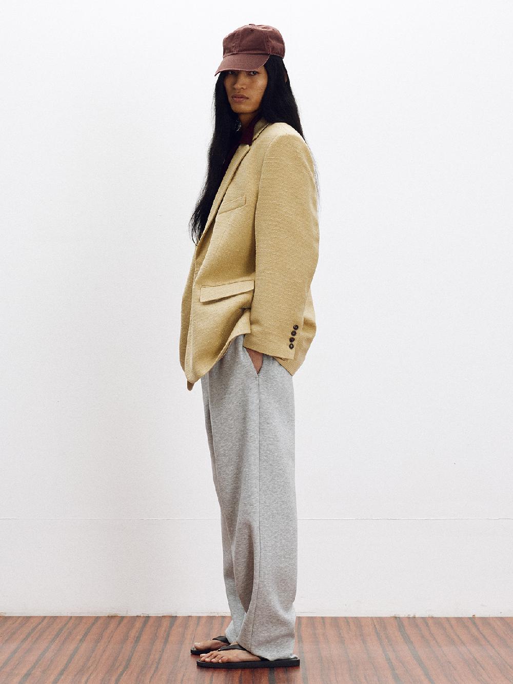 Recto OVERSIZE SINGLE BREASTED TWEED JACKET (KHAKI BEIGE)