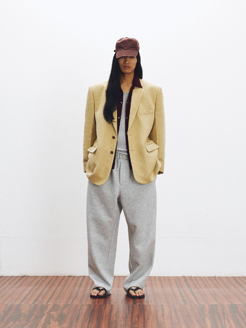 recto OVERSIZE SINGLE BREASTED TWEED JACKET (KHAKI BEIGE)