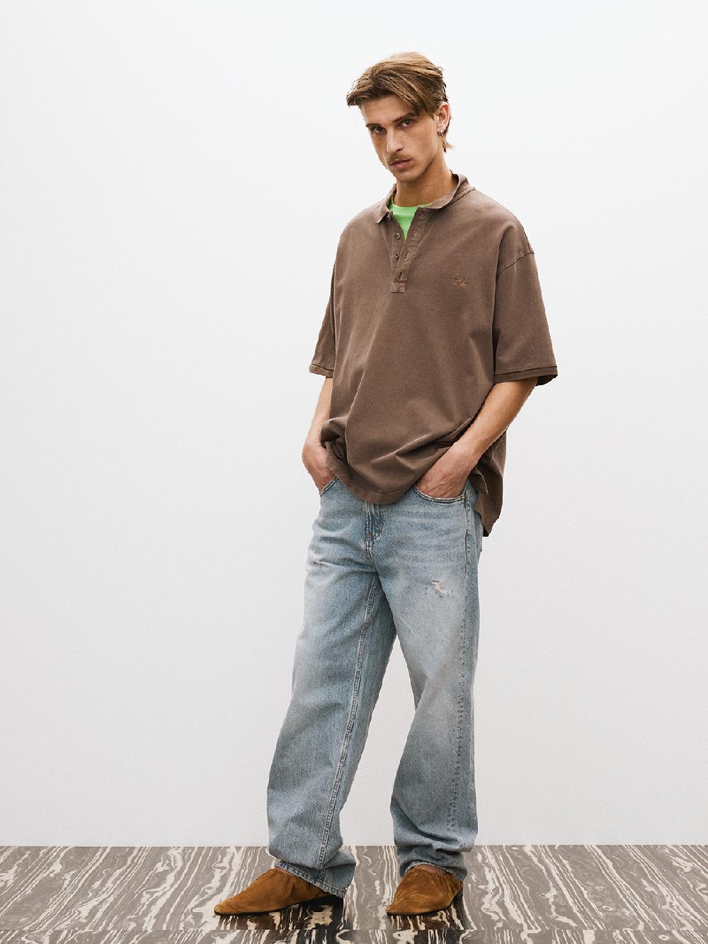 Recto OVERSIZED GARMENT COTTON PIQUE SHORT (KHAKI BROWN)