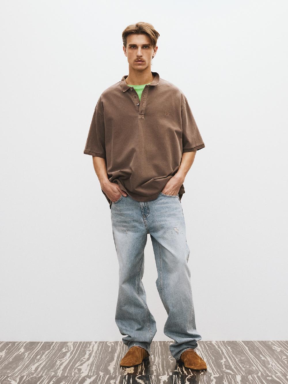 recto OVERSIZED GARMENT COTTON PIQUE SHORT (KHAKI BROWN)