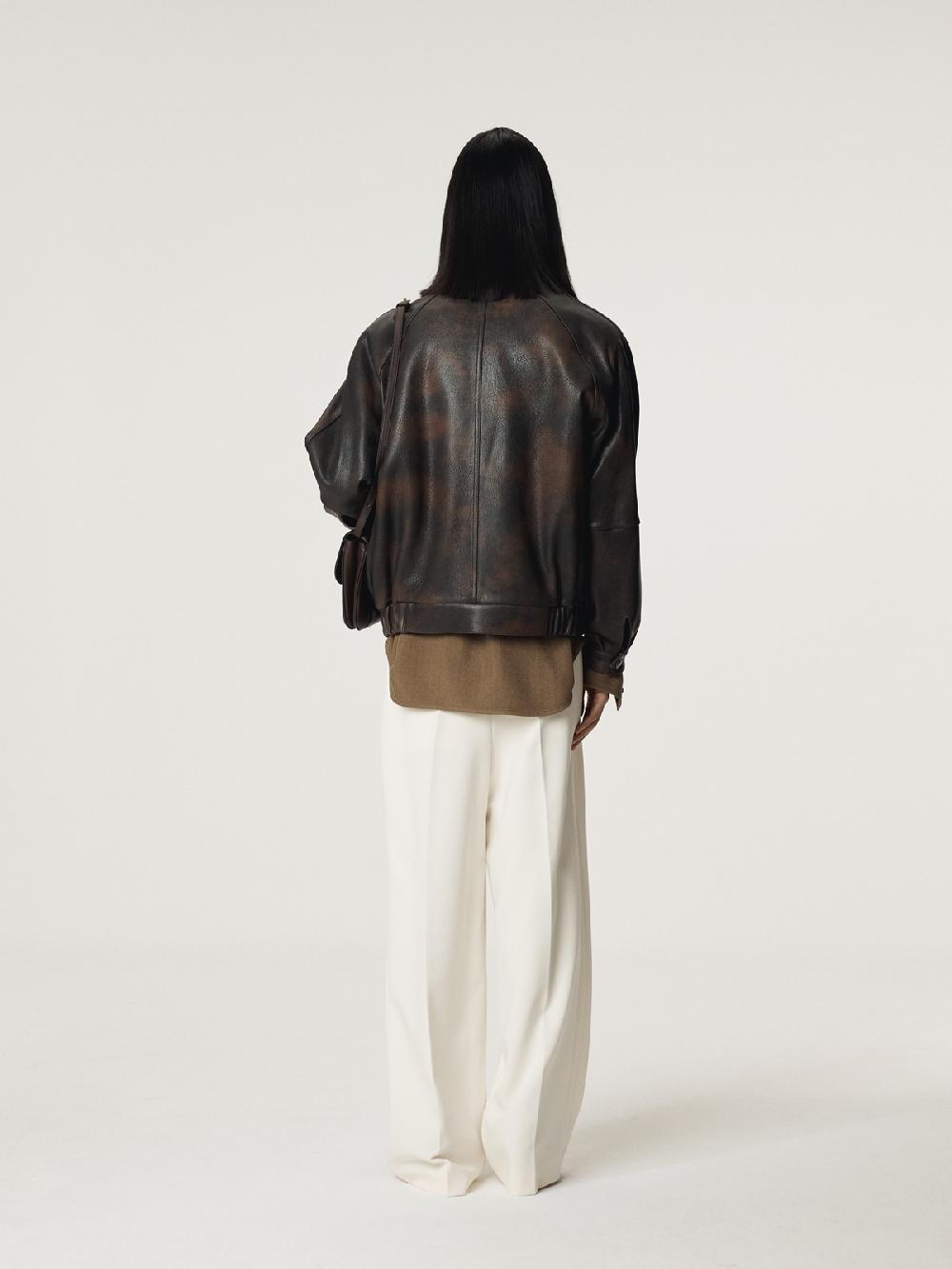 Recto OVERSIZED SHEARING LEATHER JUMPER (VINTAGE BROWN)