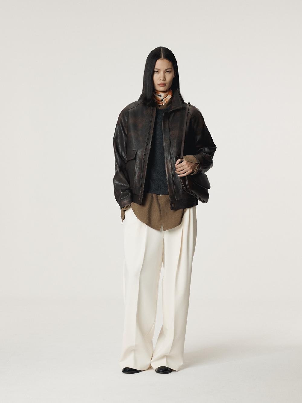 Recto OVERSIZED SHEARING LEATHER JUMPER (VINTAGE BROWN)