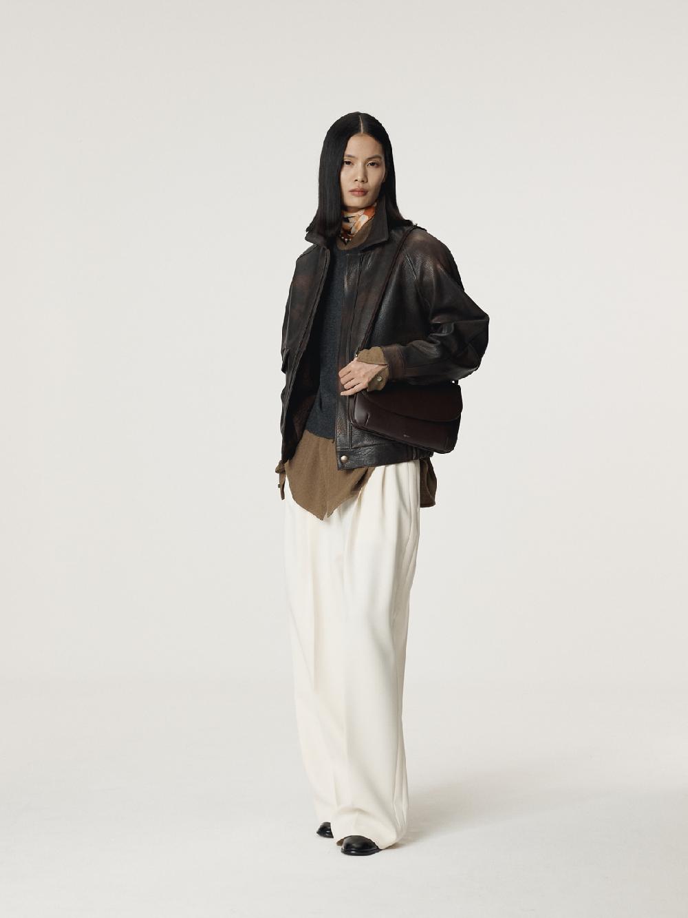 Recto OVERSIZED SHEARING LEATHER JUMPER (VINTAGE BROWN)