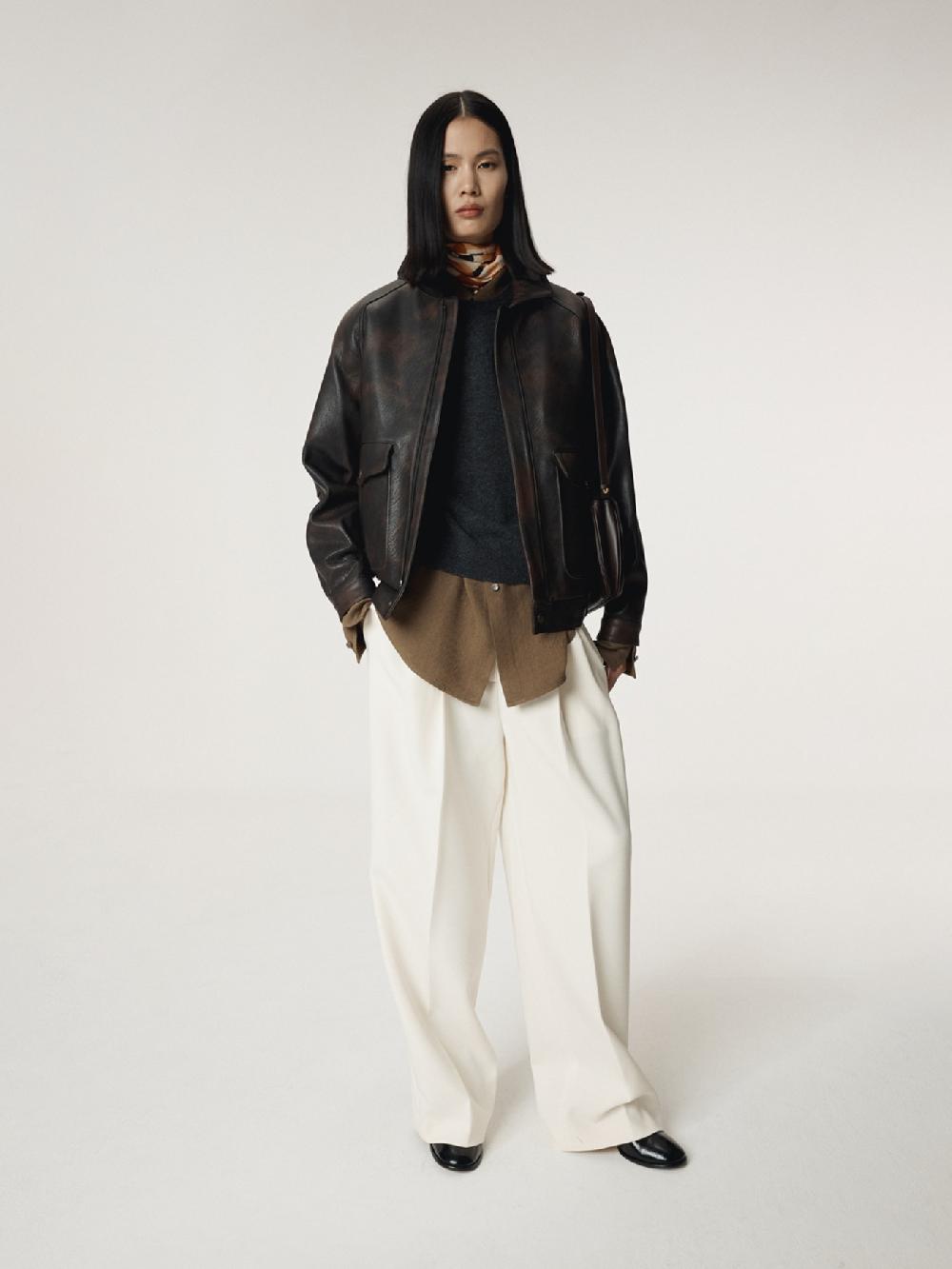 recto OVERSIZED SHEARING LEATHER JUMPER (VINTAGE BROWN)