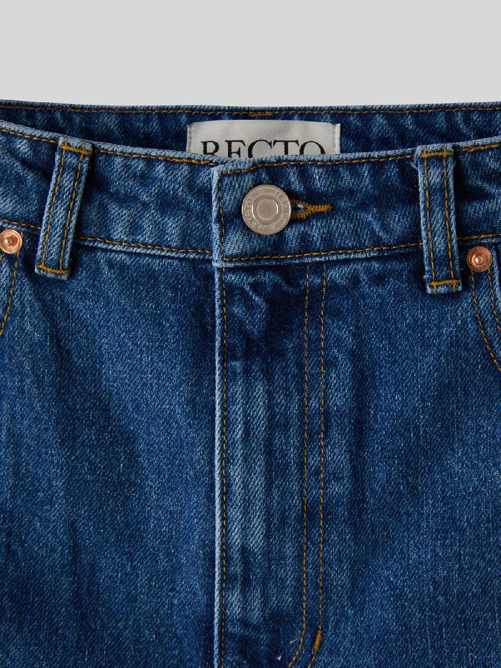 Recto 90S HIGH-RISE CURVED LEG JEANS (BLUE)