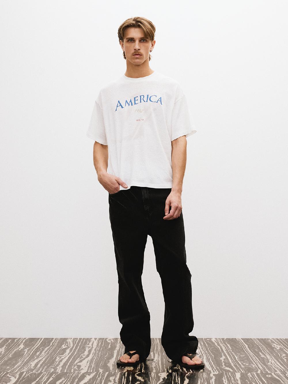 Recto AMERICA 1992 LINEN BLEND T-SHIRT (OFF WHITE)