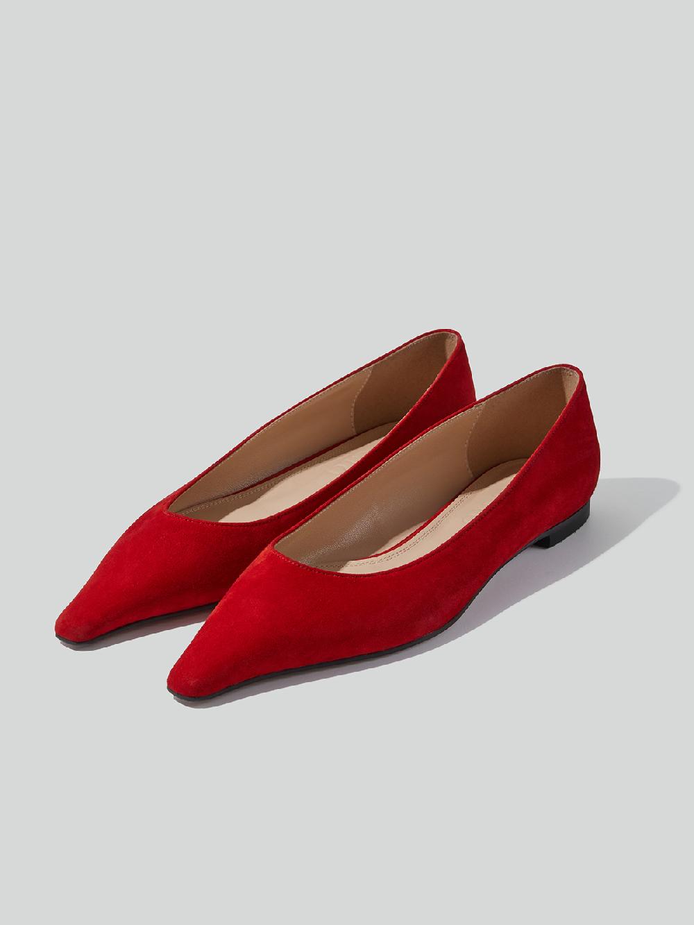 Recto AUDREY SUEDE FLAT SHOES (SCARLET RED)