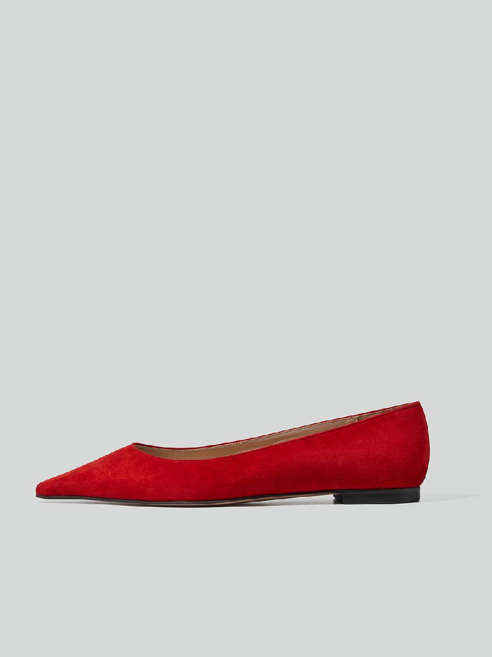 Recto AUDREY SUEDE FLAT SHOES (SCARLET RED)