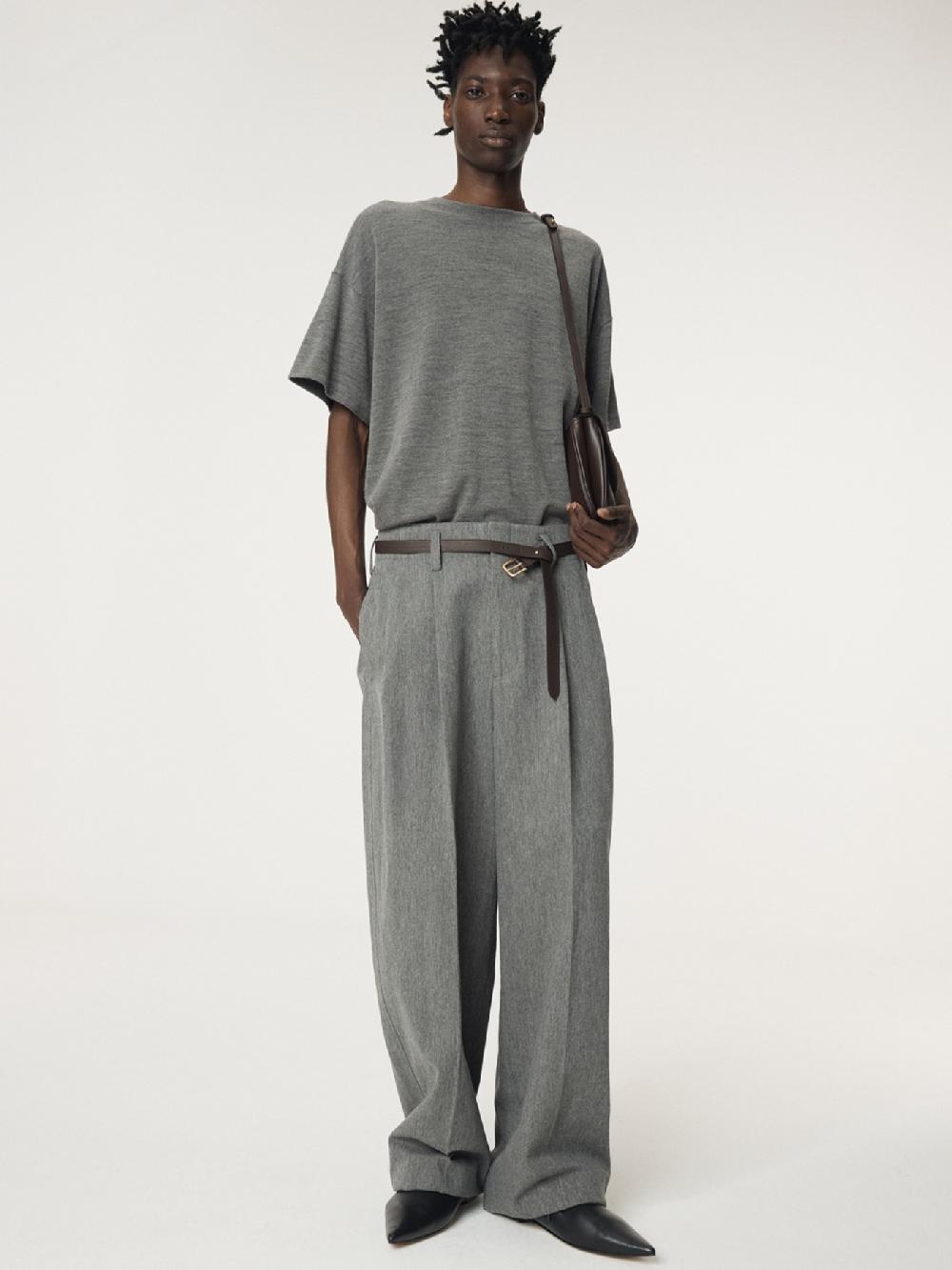 recto BACK LOGO WOOL T-SHIRT (MELANGE GREY)