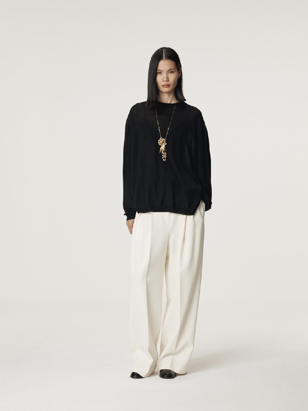 Recto BACK OPEN DETAIL KNIT TOP (BLACK)