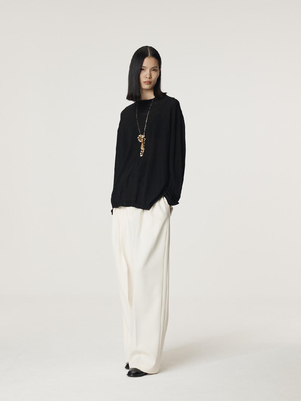 Recto BACK OPEN DETAIL KNIT TOP (BLACK)