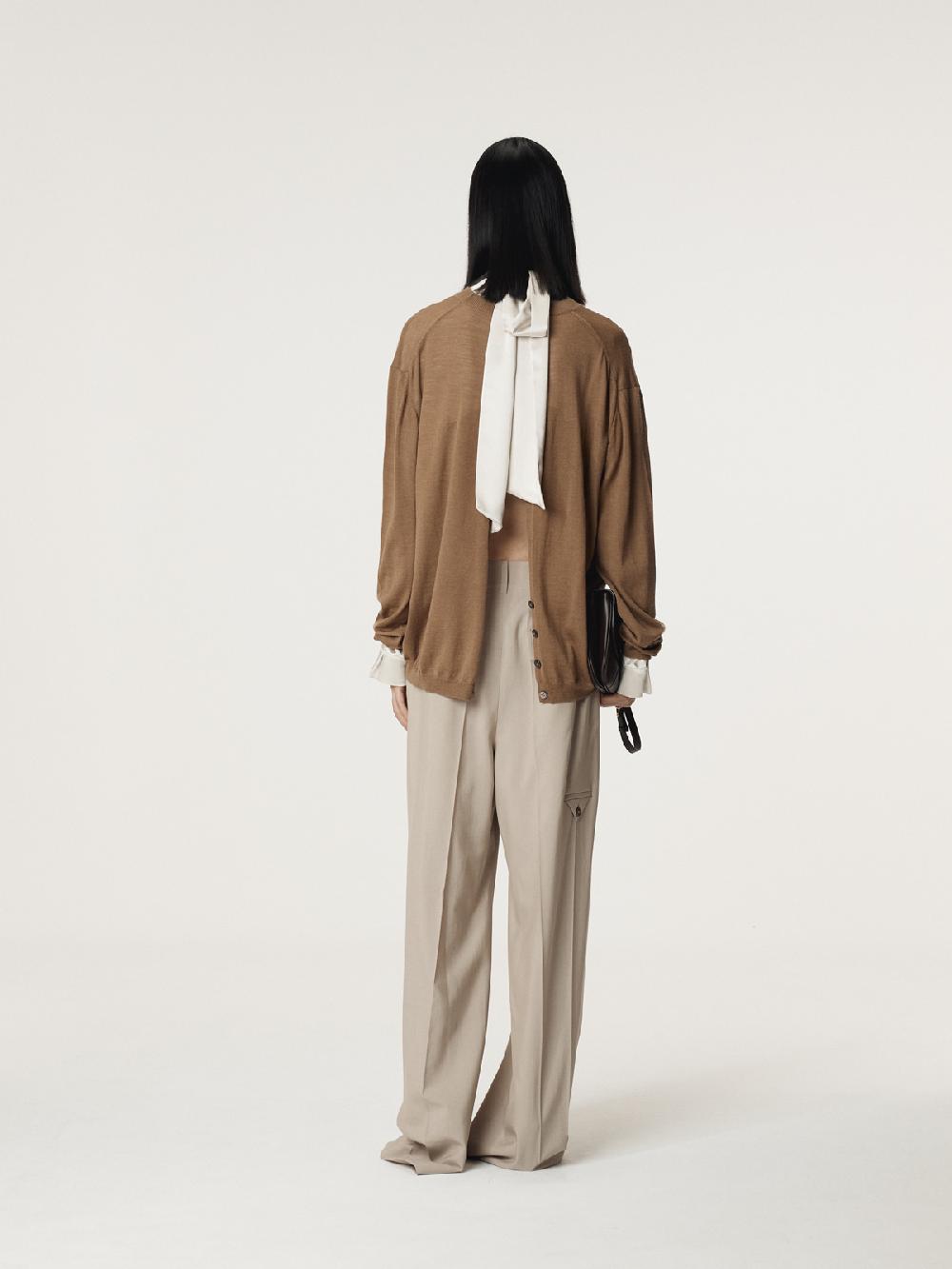 Recto BACK OPEN DETAIL KNIT TOP (OCHRE)