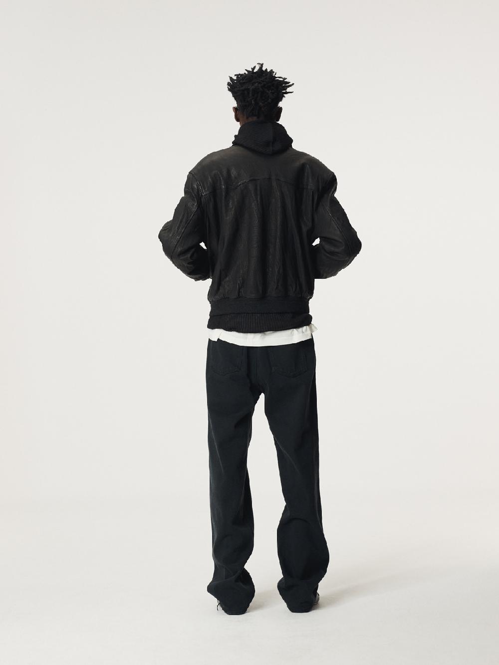 Recto BEN CRINKLE LEATHER JUMPER (BLACK)