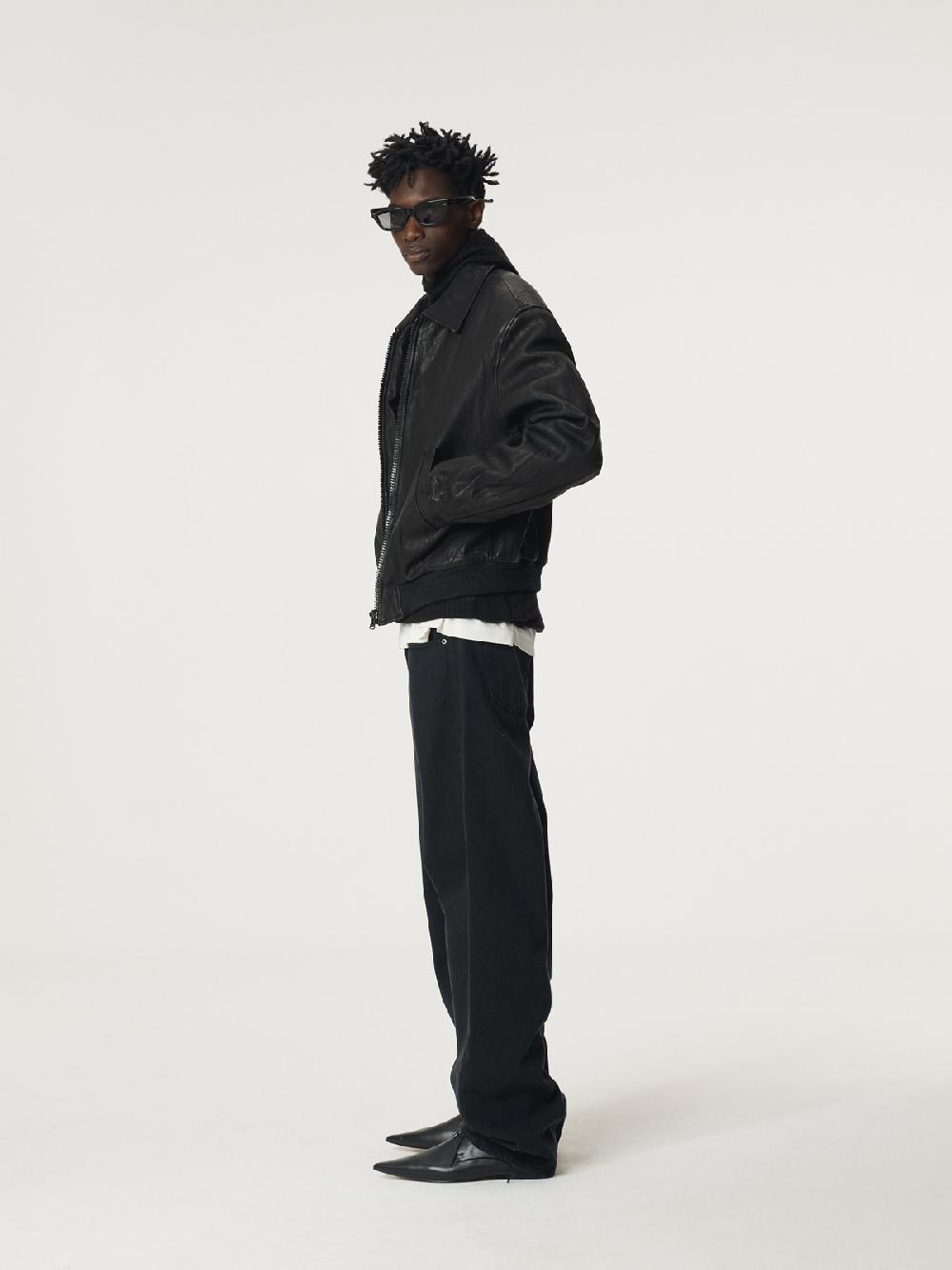 Recto BEN CRINKLE LEATHER JUMPER (BLACK)