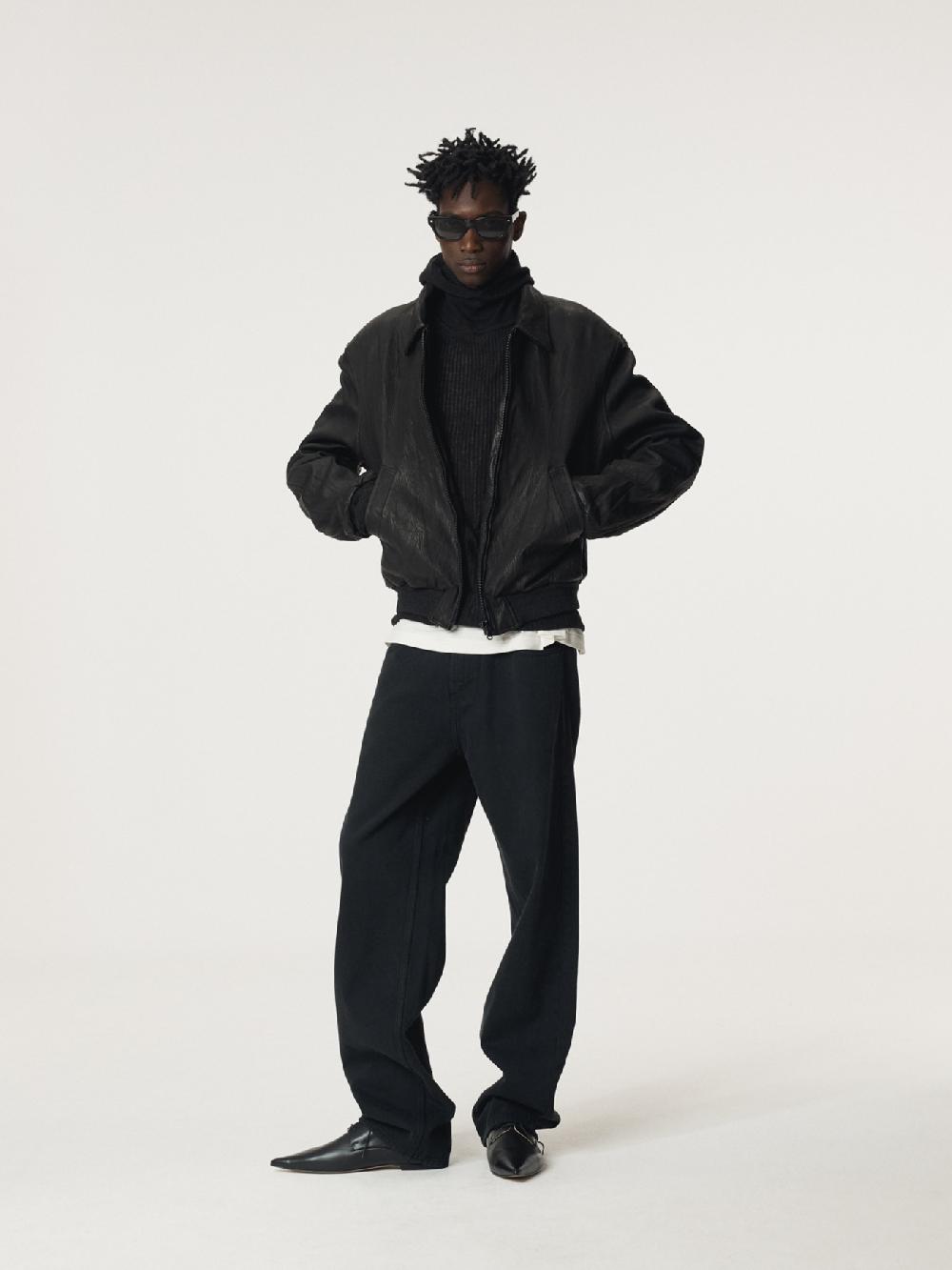 recto BEN CRINKLE LEATHER JUMPER (BLACK)