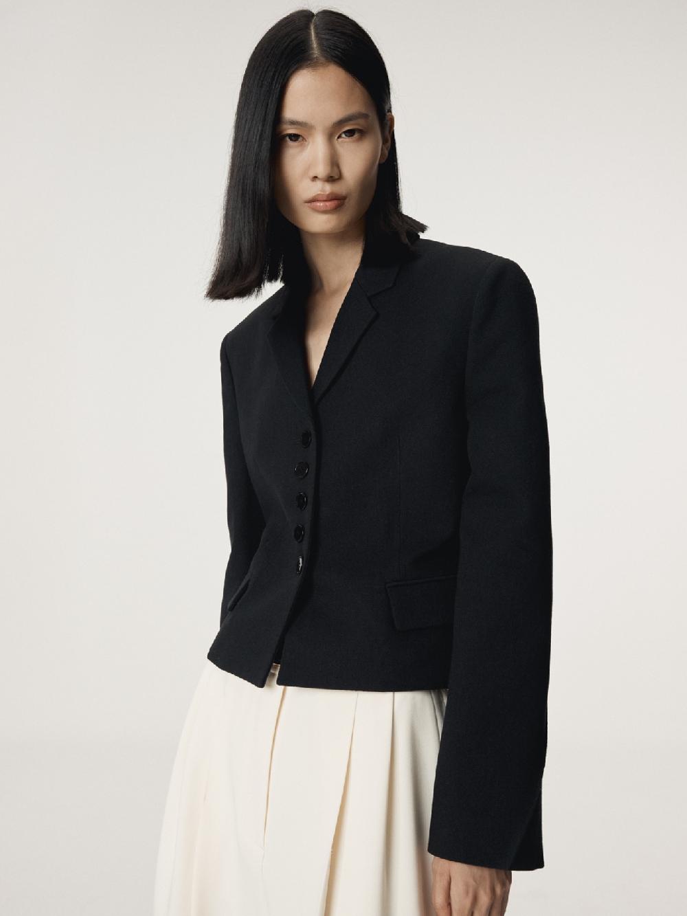 recto BUTTON DETAIL SHORT JACKET (BLACK)