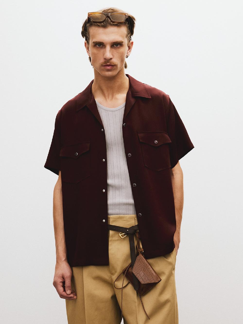 recto CAMP COLLAR WESTERN CLUB SHIRT (WINE)