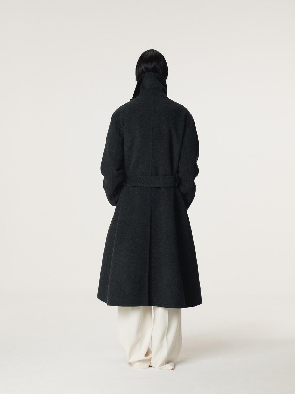 Recto CASHMERE BLEND DRAPED COAT (CHARCOAL GREY)