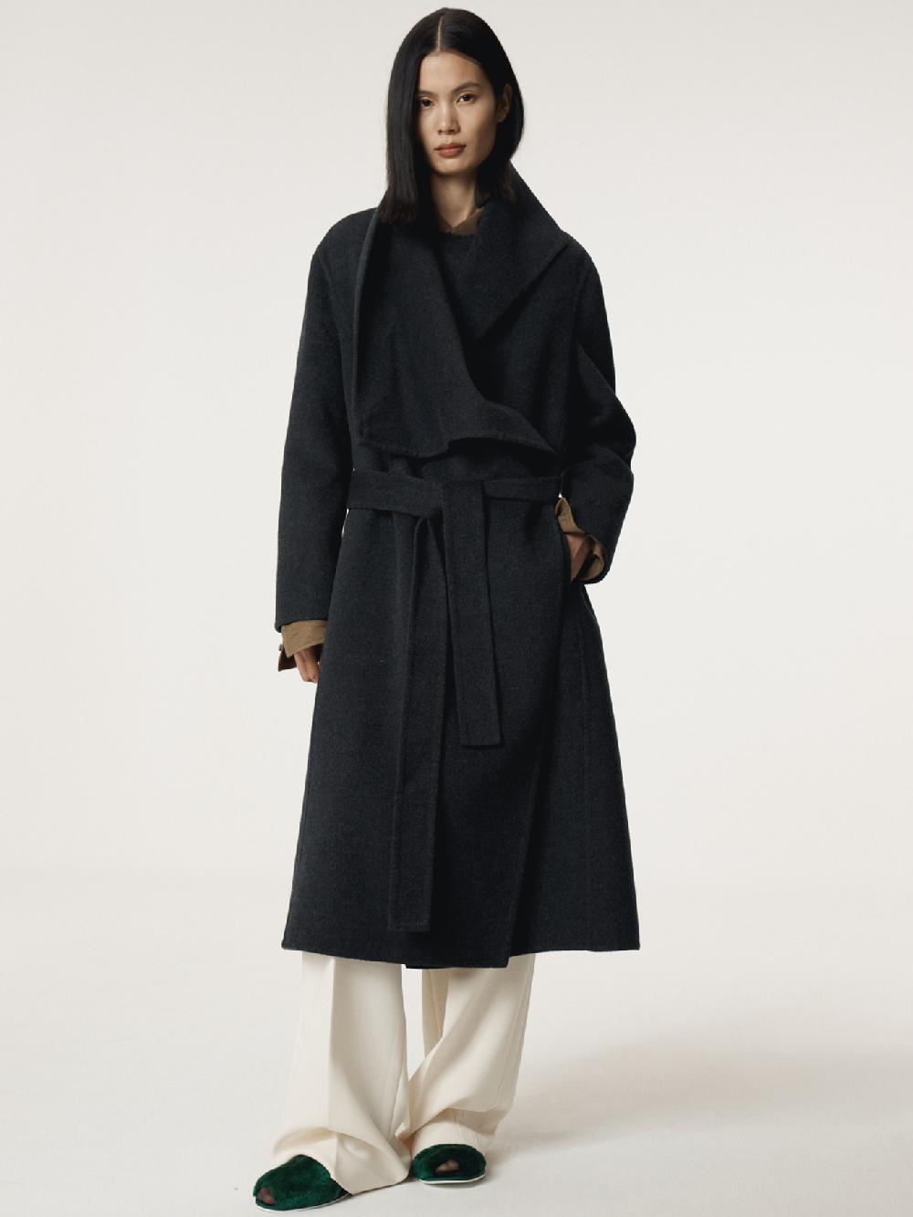 recto CASHMERE BLEND DRAPED COAT (CHARCOAL GREY)