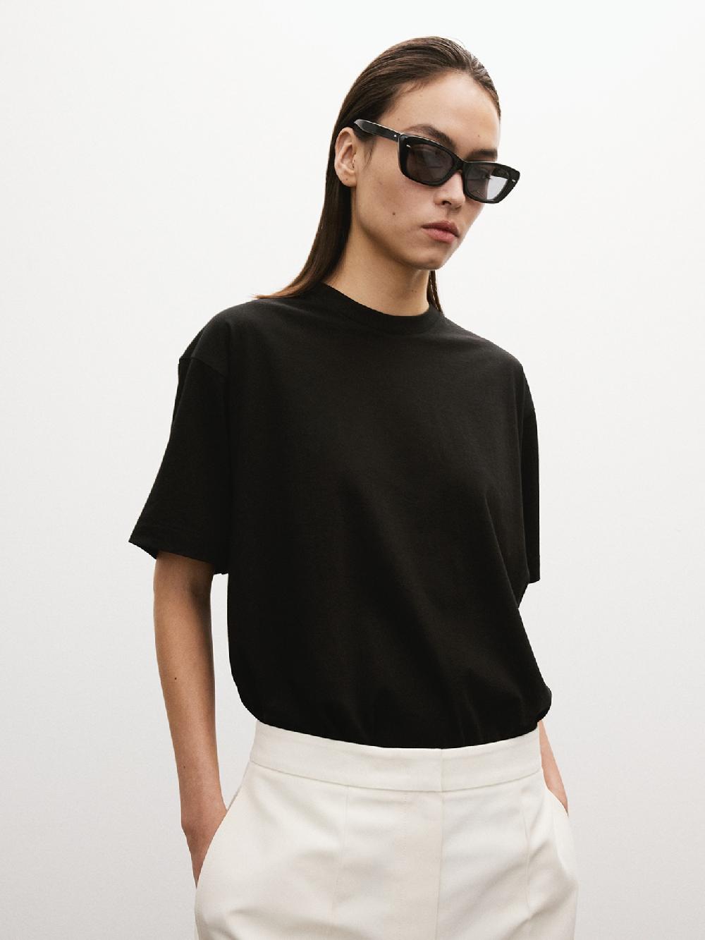 recto CASHMERE BLEND LOOSE FIT T-SHIRT (BLACK)