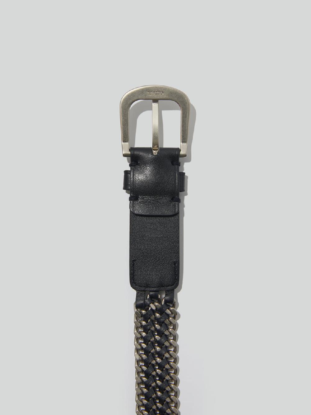 Recto CHAIN EMBELLISHED LEATHER BELT (BLACK)