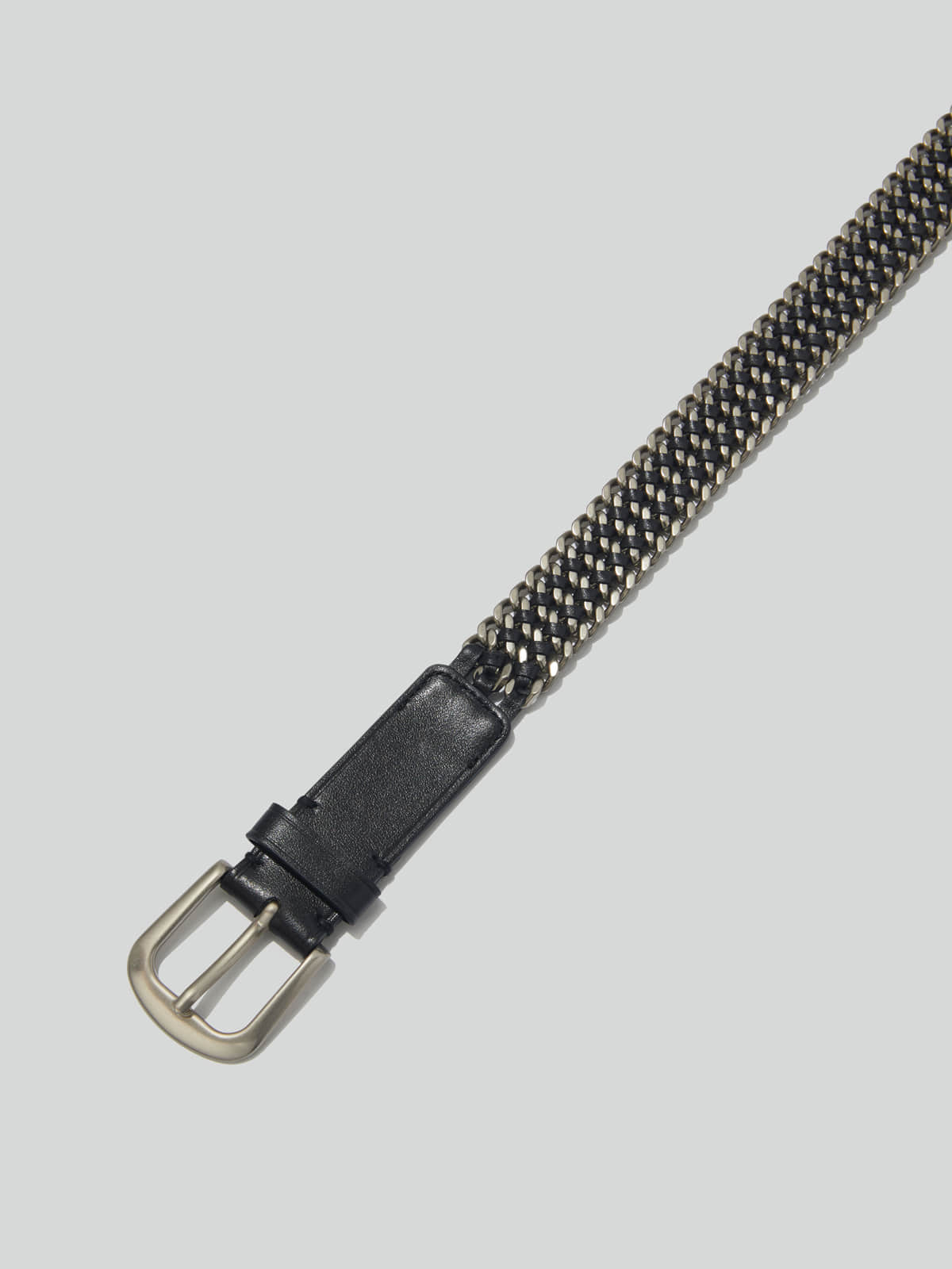 Recto CHAIN EMBELLISHED LEATHER BELT (BLACK)