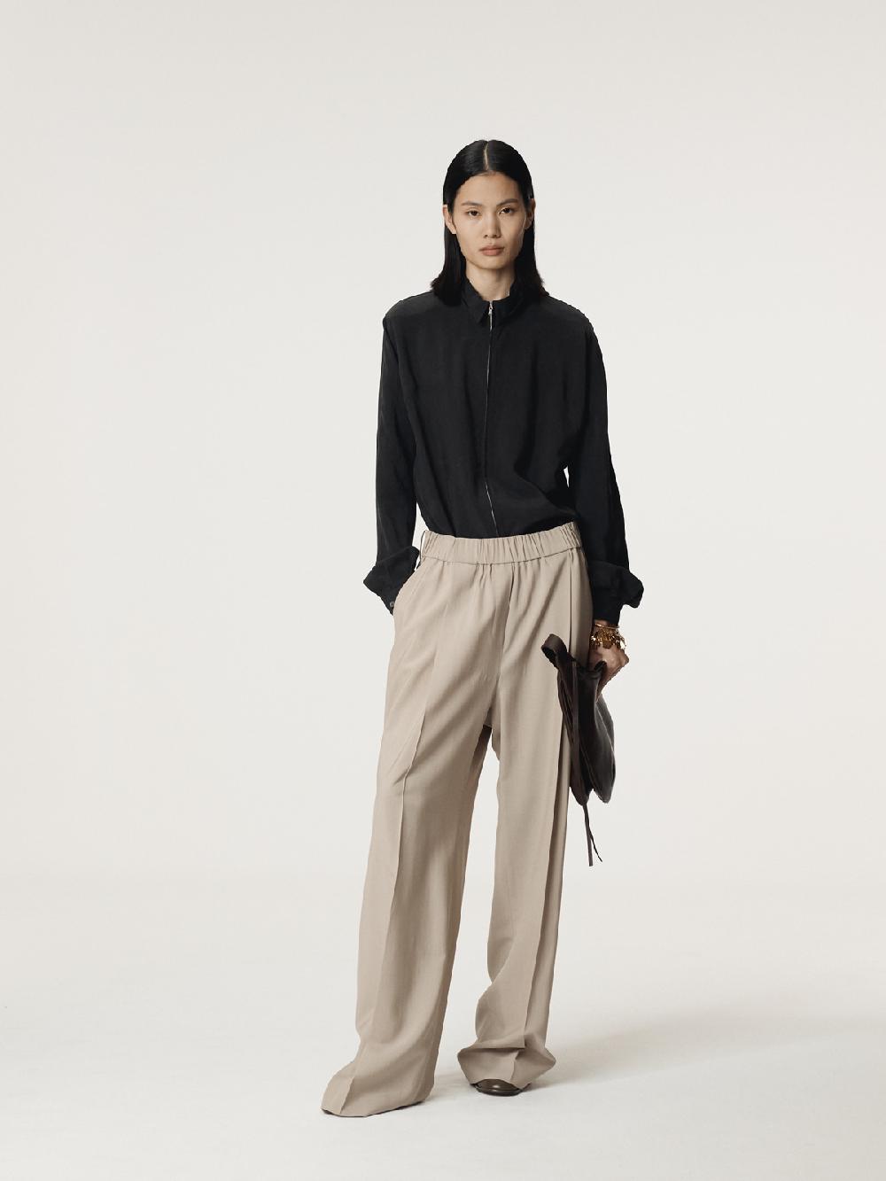 Recto COLLAR DETAIL FLUID ZIP BLOUSE (BLACK)