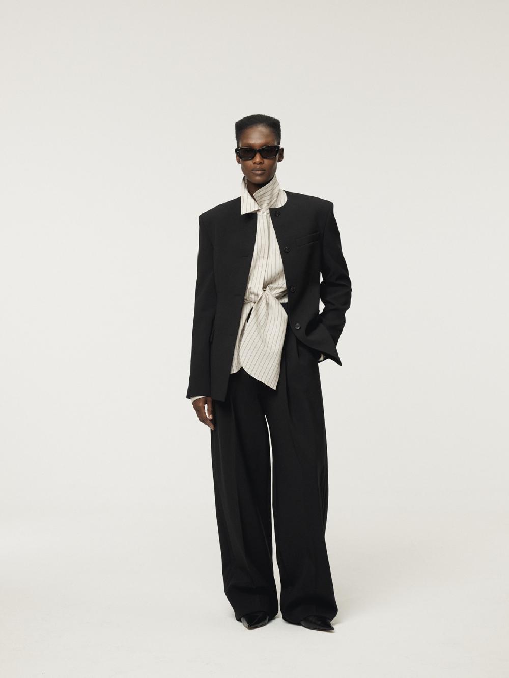 recto COLLARLESS SINGLE JACKET (BLACK)