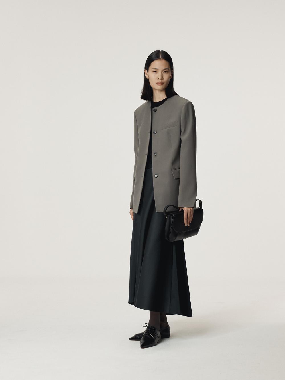 Recto COLLARLESS SINGLE JACKET (TAUPE GREY)