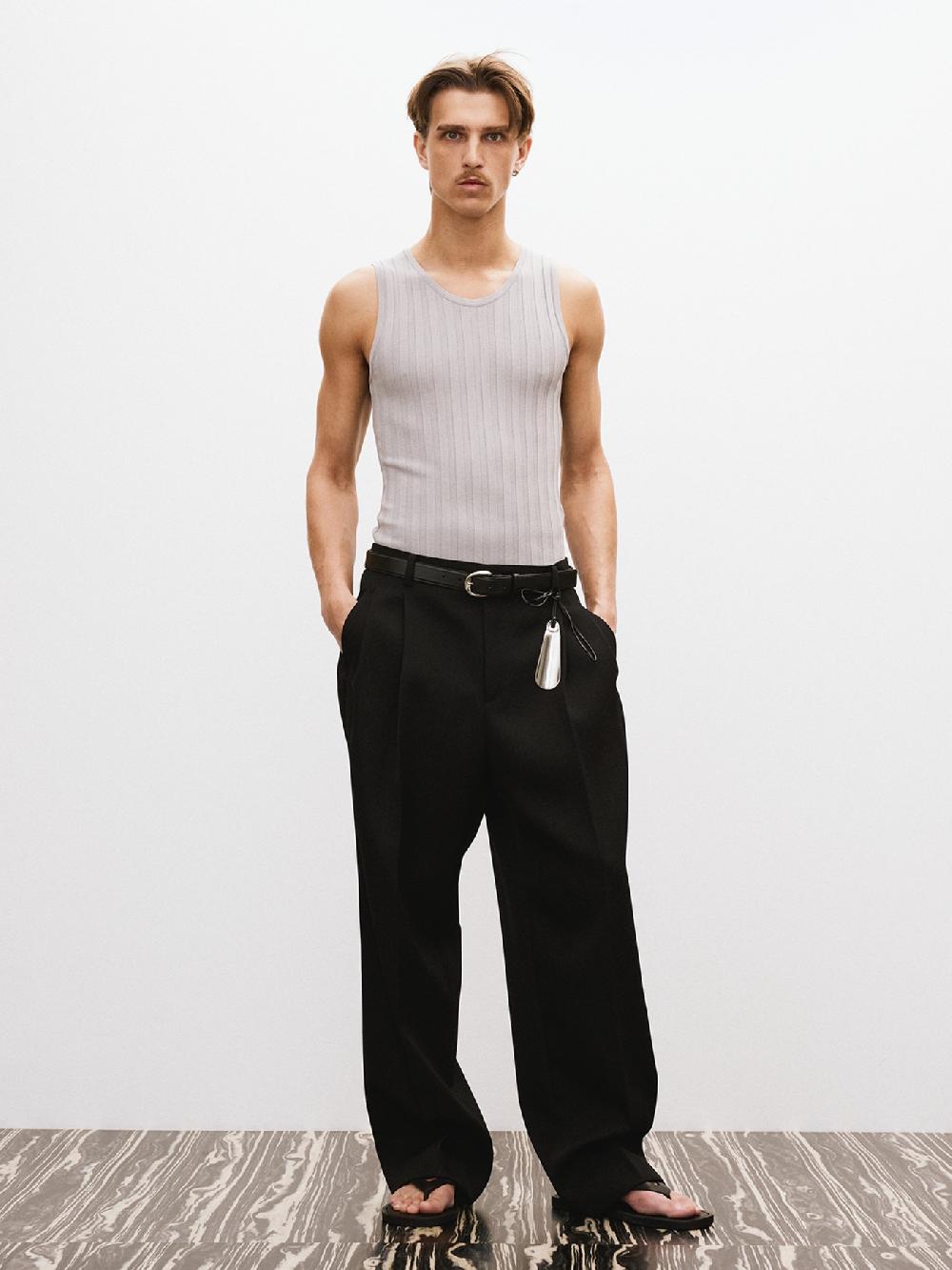 recto COMPACT RIB KNIT TANK TOP (LIGHT GREY)