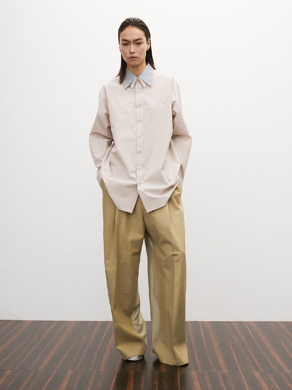 Recto CONTRAST DOUBLE COLLAR SHIRT (SEPIA BEIGE)