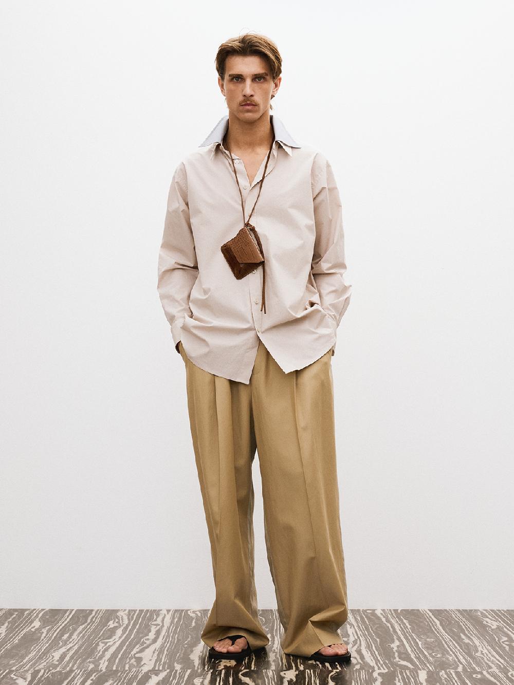 Recto CONTRAST DOUBLE COLLAR SHIRT (SEPIA BEIGE)