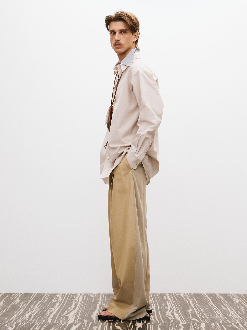 Recto CONTRAST DOUBLE COLLAR SHIRT (SEPIA BEIGE)